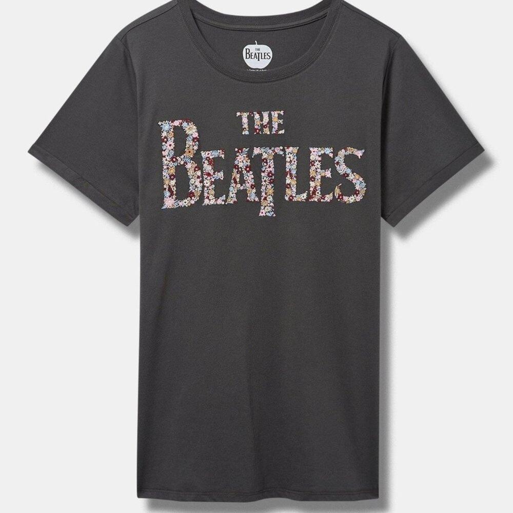 Torrid The Beatles Vintage Black Cotton Embroidered Tee, NWT, 2X